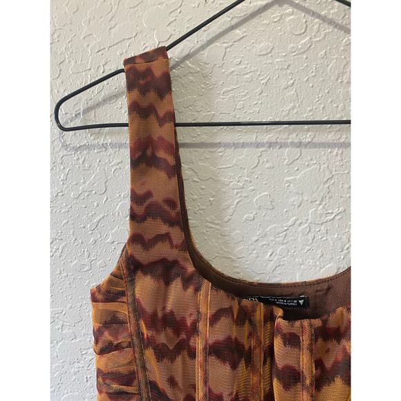 Zara Women’s Tulle Corset Top in Brown & Orange, size S Boho Party - Picture 3 of 8